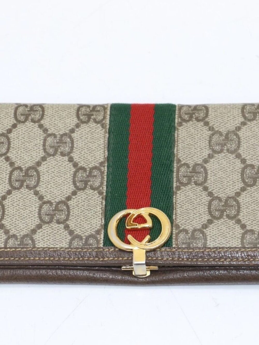 Gucci Vintage Supreme Wallet - Beige/Green/Red